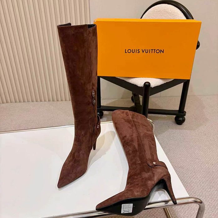 Pointed Toe Suede Stiletto Heel Knee High Boots