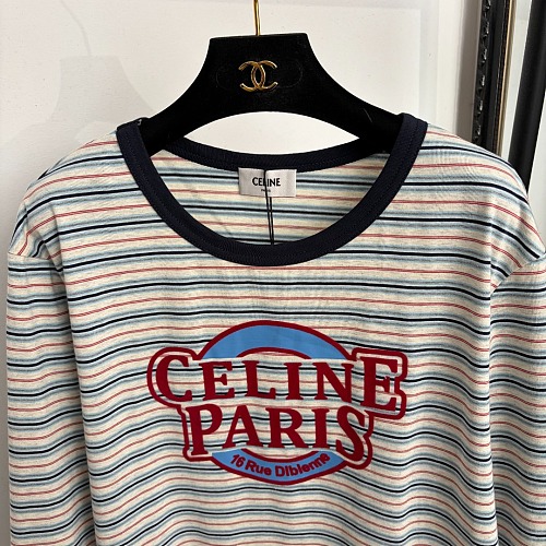 Flock Letter Print Contrast Stripe Long Sleeve Tee