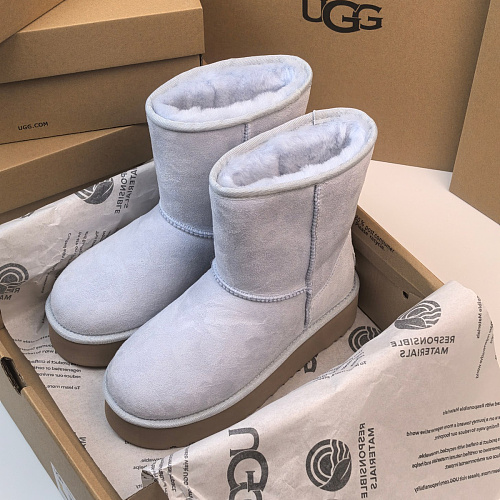 Light Blue Suede Thick Sole Platform Mid-Calf Boots
