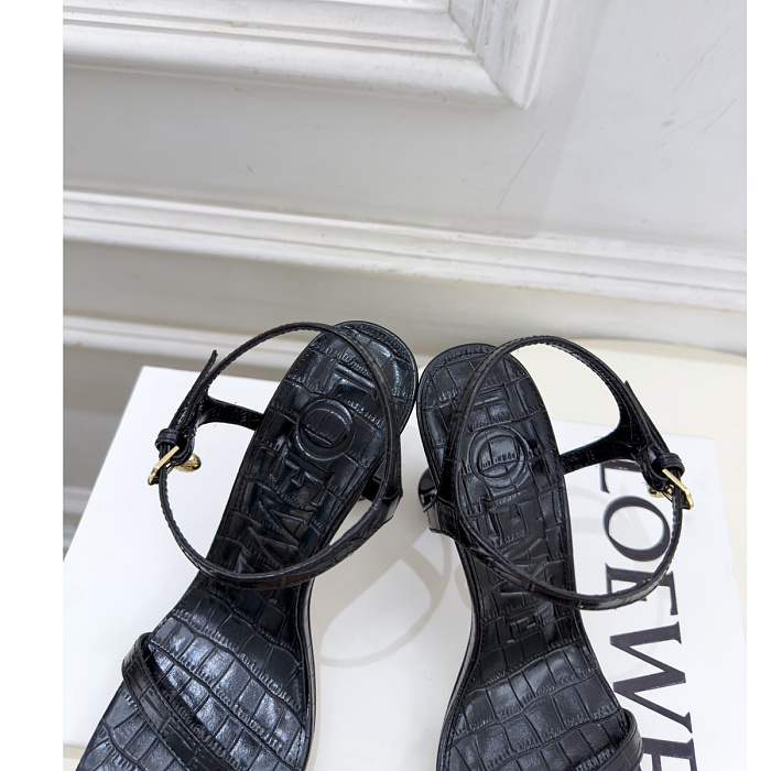 Crocodile Pattern Ankle Strap High Heel Sandals