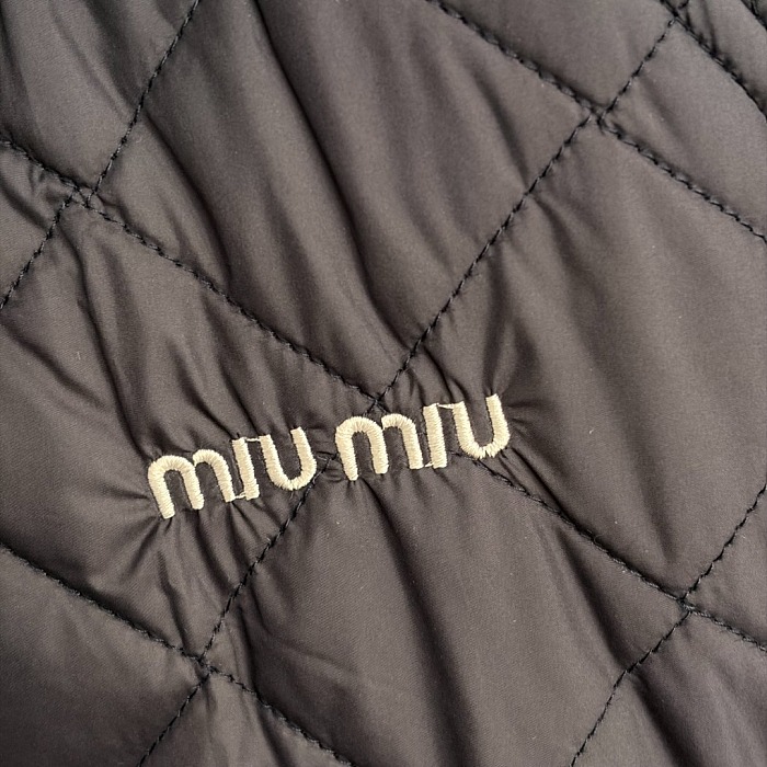 Letter Embroidered Quilted Fleece Lined Lapel Winter Puffer Jacket