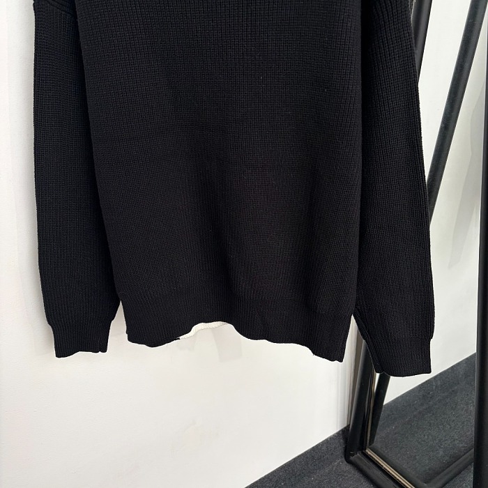 Contrast Letter Graphic High Neck Oversized Knit Sweater