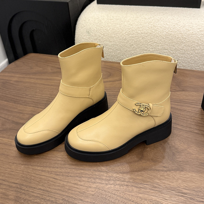 Chunky Platform Ankle Boots With Buckle Strap