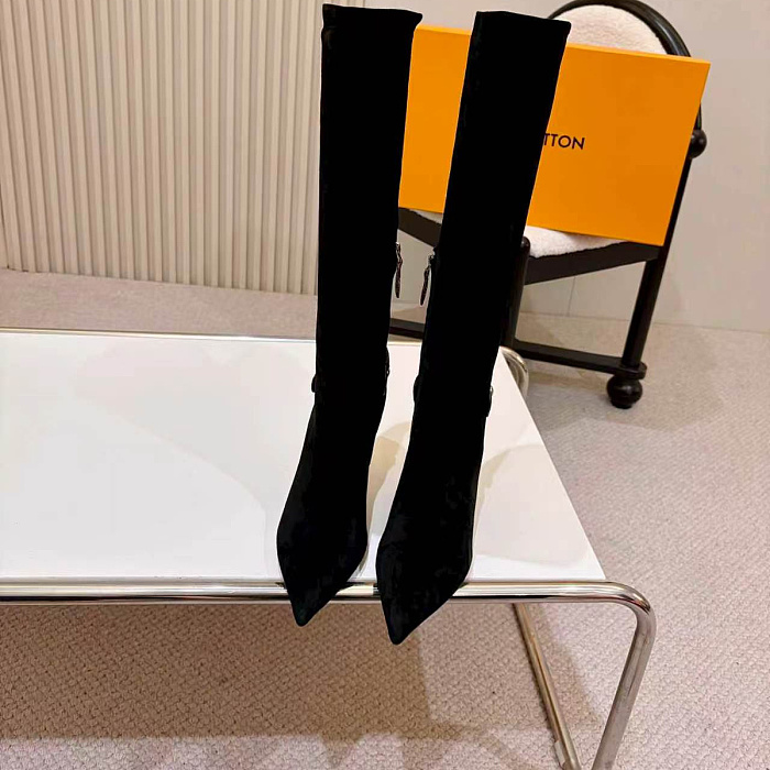 Pointed Toe Stiletto High Heel Suede Knee High Boots