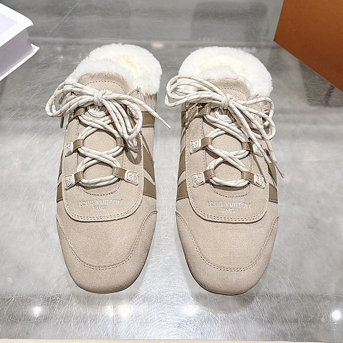 Furry Trim Lace Up Suede Mules