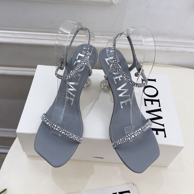 Rhinestone Embellished High Heel Sandals With Ankle Strap