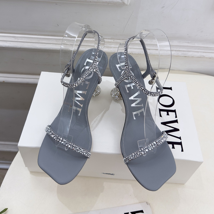 Rhinestone Embellished High Heel Sandals With Ankle Strap