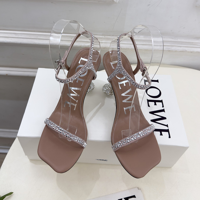 Rhinestone Embellished High Heel Sandals With Ankle Strap
