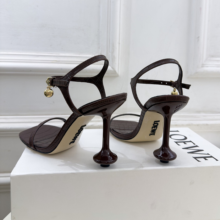 Crocodile Pattern Ankle Strap High Heel Sandals
