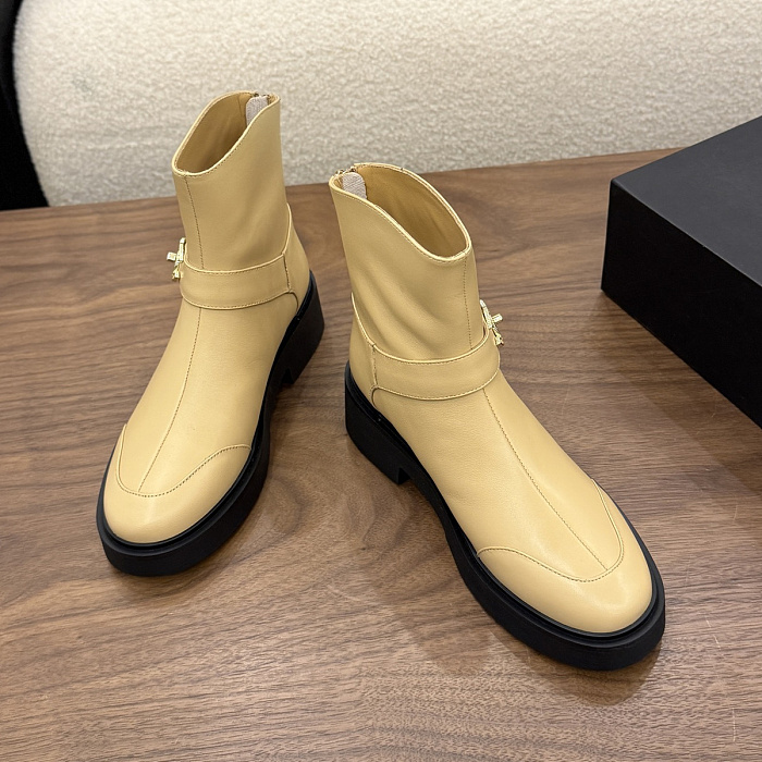 Chunky Platform Ankle Boots With Buckle Strap