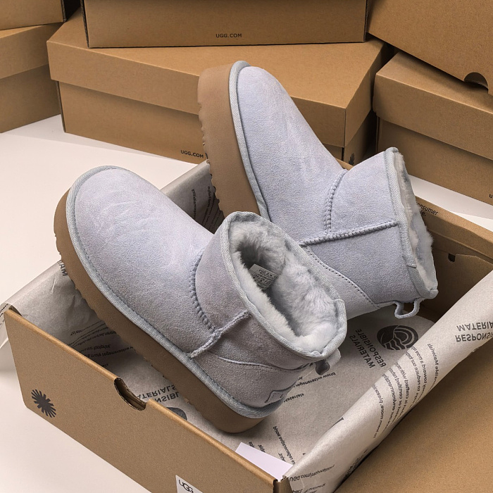 Light Blue Suede Platform Short Boots