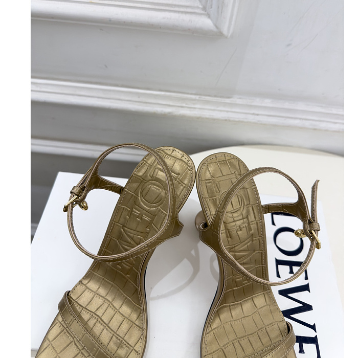 Crocodile Pattern Ankle Strap High Heel Sandals