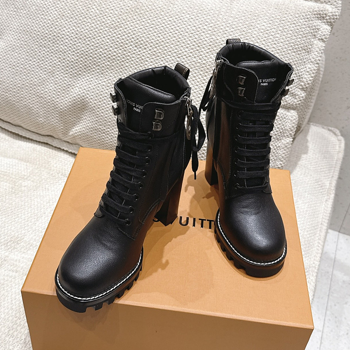 Chunky Platform Lace Up High Heel Combat Boots