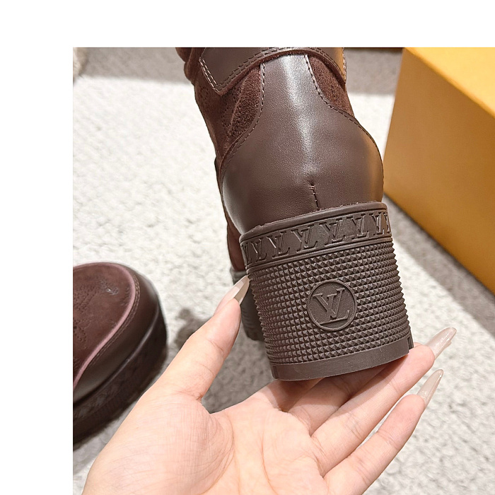 Brown Suede Lace Up Chunky Platform Boots