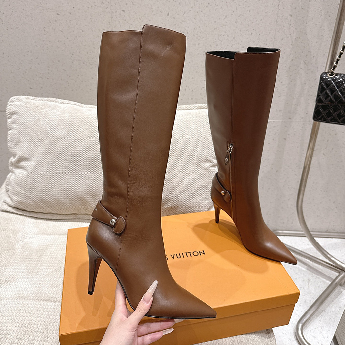 Pointed Toe High Heel Leather Boots