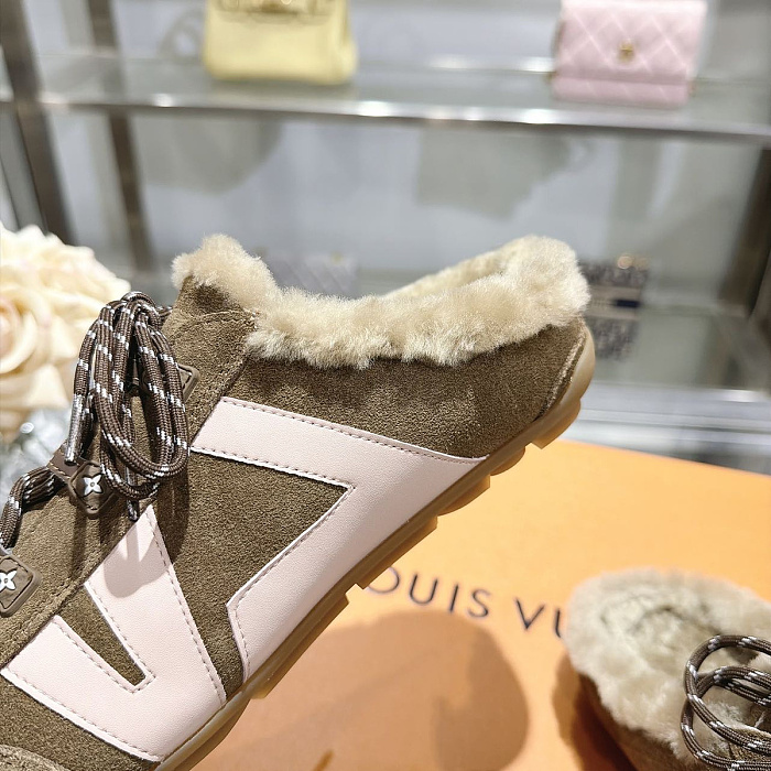 Suede Fleece Lined Backless Mules with Lacing
