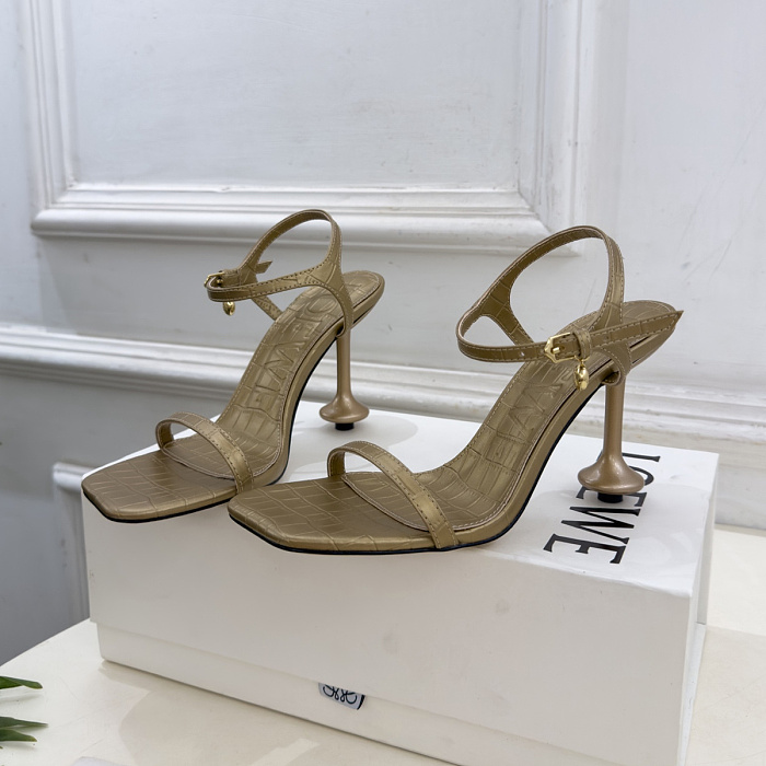Crocodile Pattern Ankle Strap High Heel Sandals