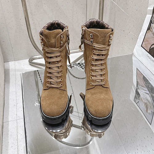 Chunky Platform Suede Lace Up Combat Boots