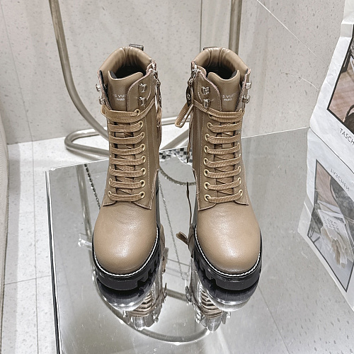 Chunky Platform Lace Up Heeled Ankle Boots