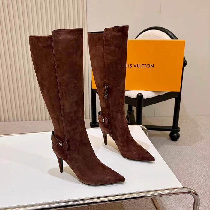 Pointed Toe Suede Stiletto Heel Knee High Boots
