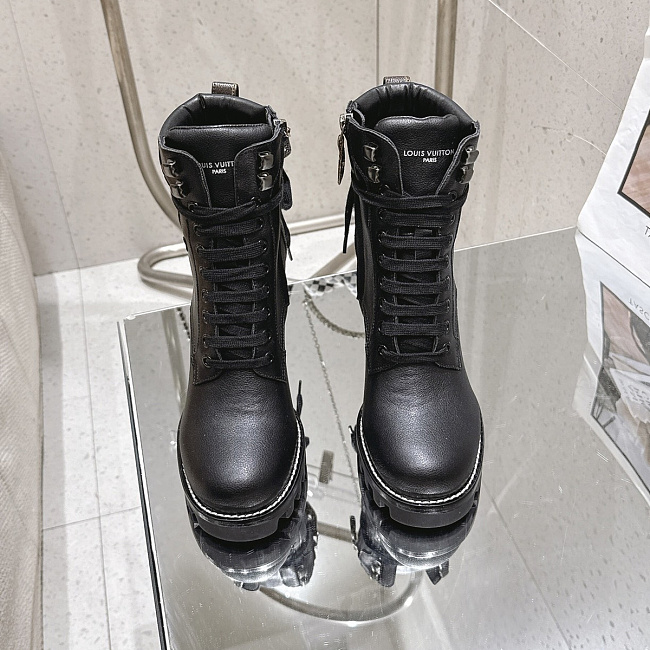 Chunky Platform Lace Up High Heel Combat Boots