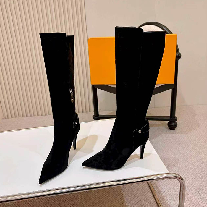 Pointed Toe Stiletto High Heel Suede Knee High Boots
