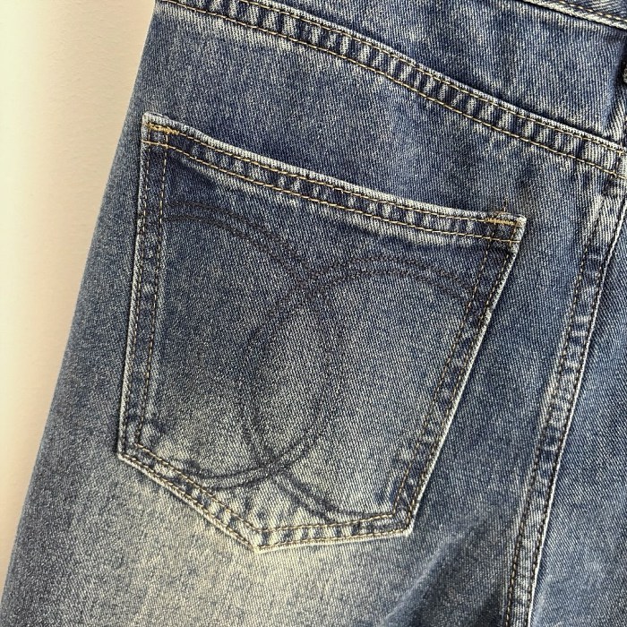 Side Letter Embroidered High Waist Straight Leg Denim Jeans