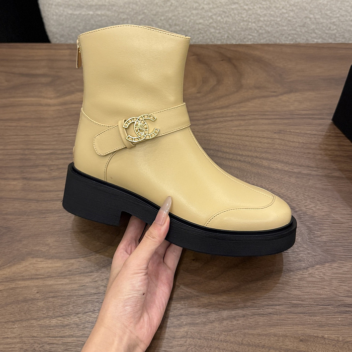 Chunky Platform Ankle Boots With Buckle Strap