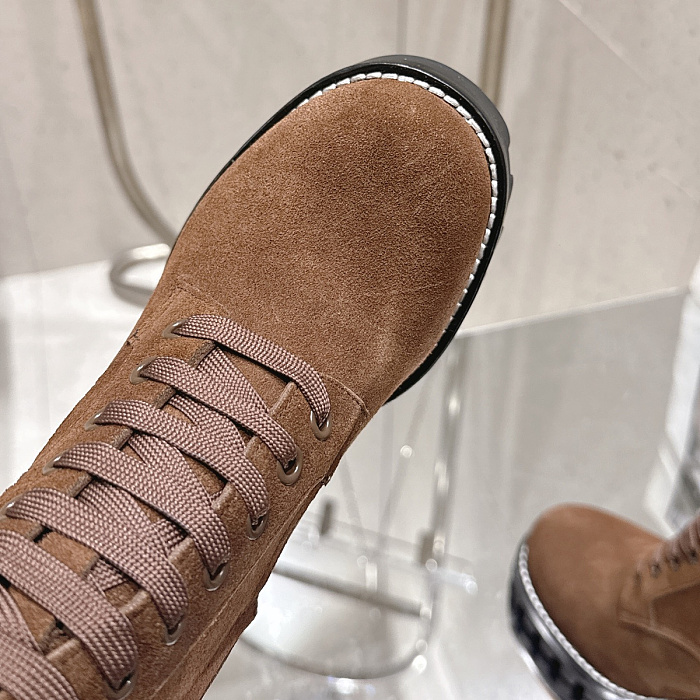 Brown Suede Lace Up Chunky Heel Platform Boots