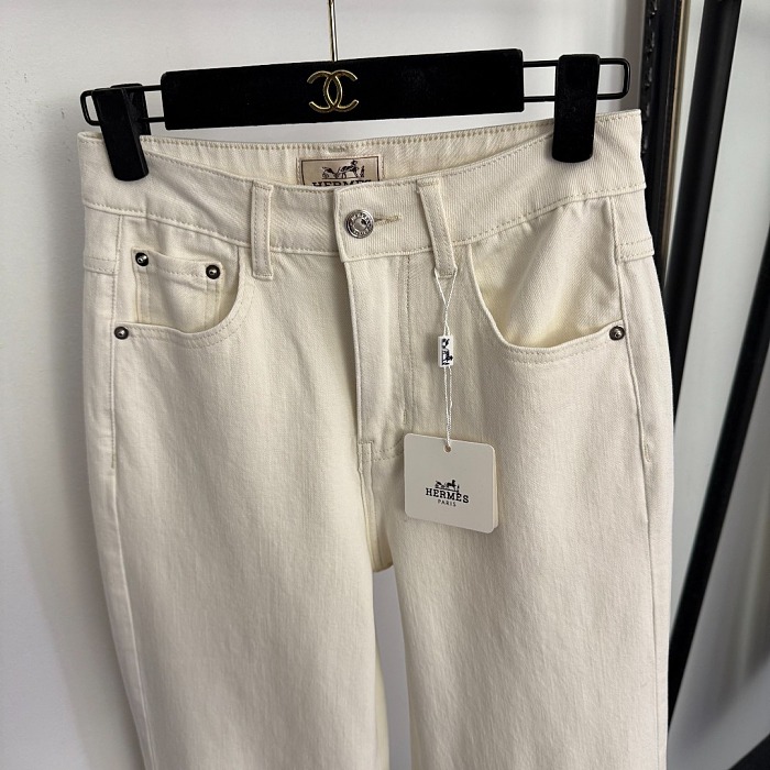 Chic Graphic Print Rolled Cuff Slim Fit Denim Pants