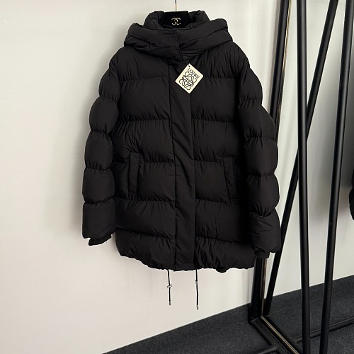 Detachable Hood Drawstring Hem Windproof Mid Length Padded Puffer Coat