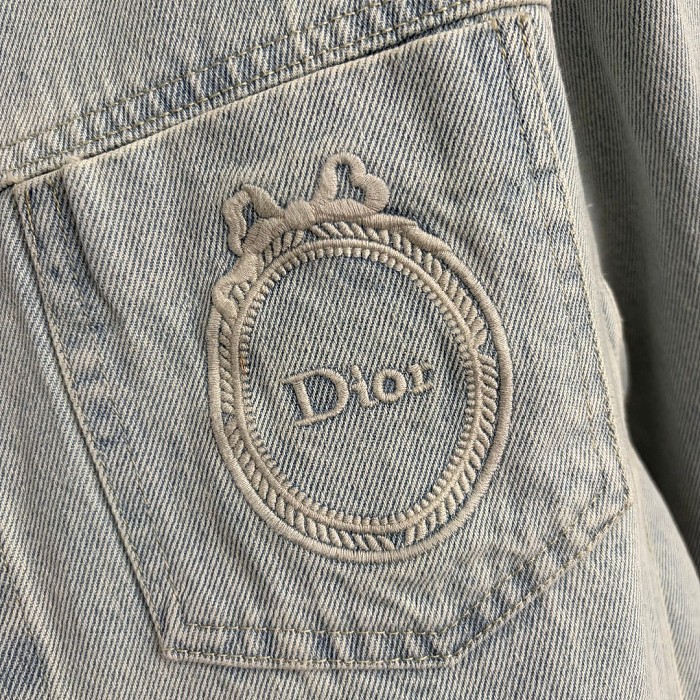 Bow Embroidered Pocket Hooded Denim Jacket And High Waist Jeans Set