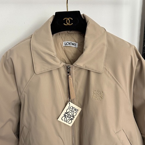 Embroidered Letter Drawstring Waist Lapel Zip Up Cotton Padded Jacket