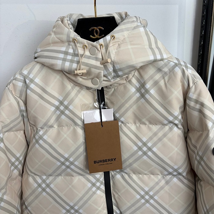Classic Plaid Detachable Hood Zip Up Puffer Jacket