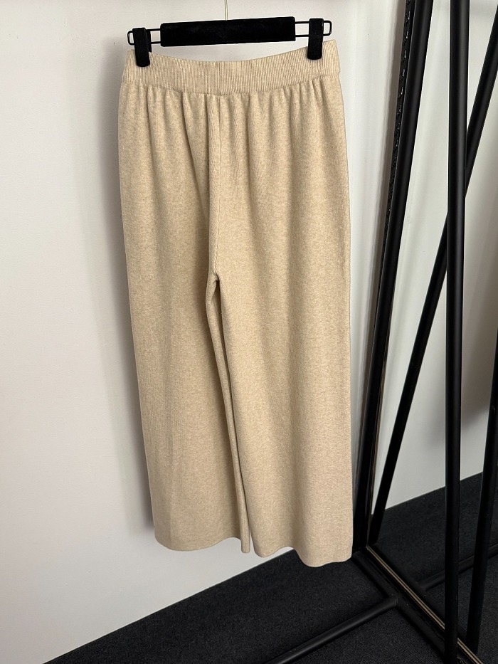 Metallic Ring Detail Ribbed Knit Three Piece Pants Set