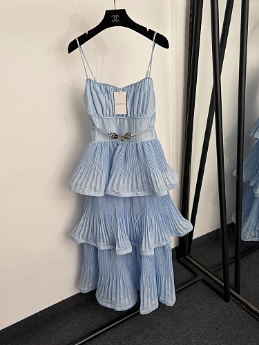Ruffled Tiered Cami Maxi Dress With Belt