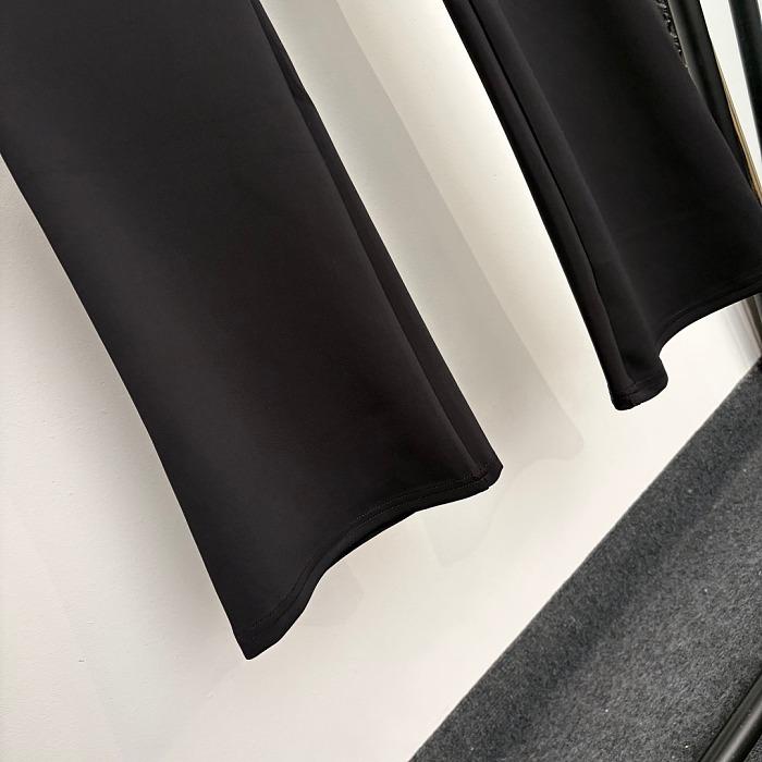Metallic Letter Detail High Waisted Slimming Flare Pants