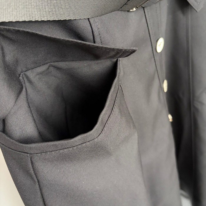 Triangle Detail Belt Bag High Waist Button Front Midi Skirt