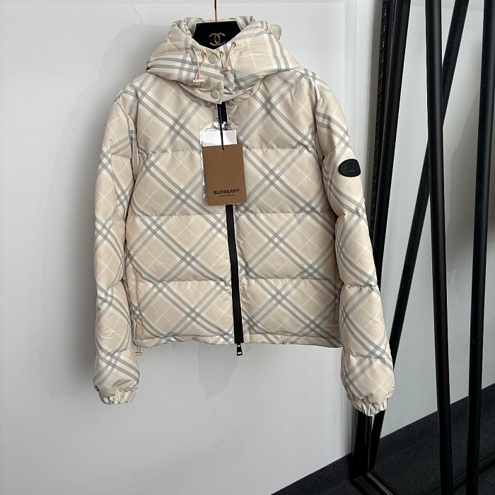 Classic Plaid Detachable Hood Zip Up Puffer Jacket