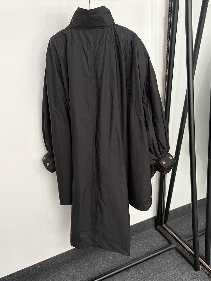 Oversized Lantern Sleeve Double Breasted Trench Coat