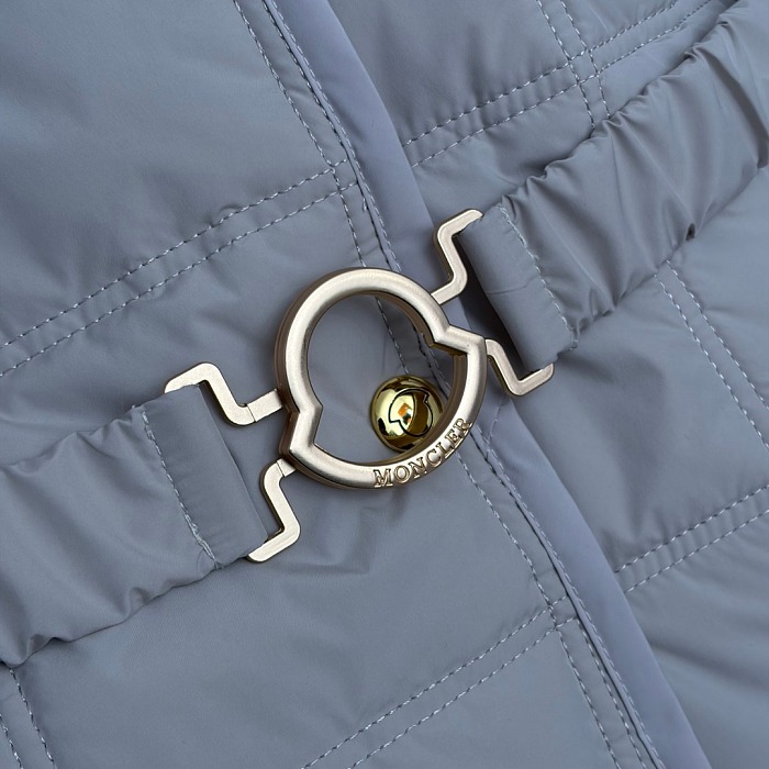 Detachable Faux Fur Collar Quilted Embroidered Belted Slim Cotton Coat