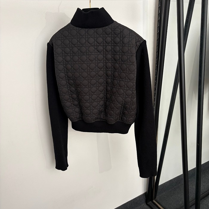 Quilted Metallic Icon Patch Stand Collar Short Puffer Jacket
