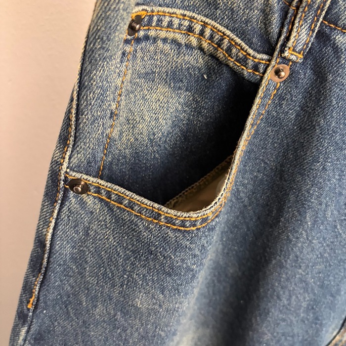 Vintage Washed Contrast Panel Curved Leg Denim Jeans