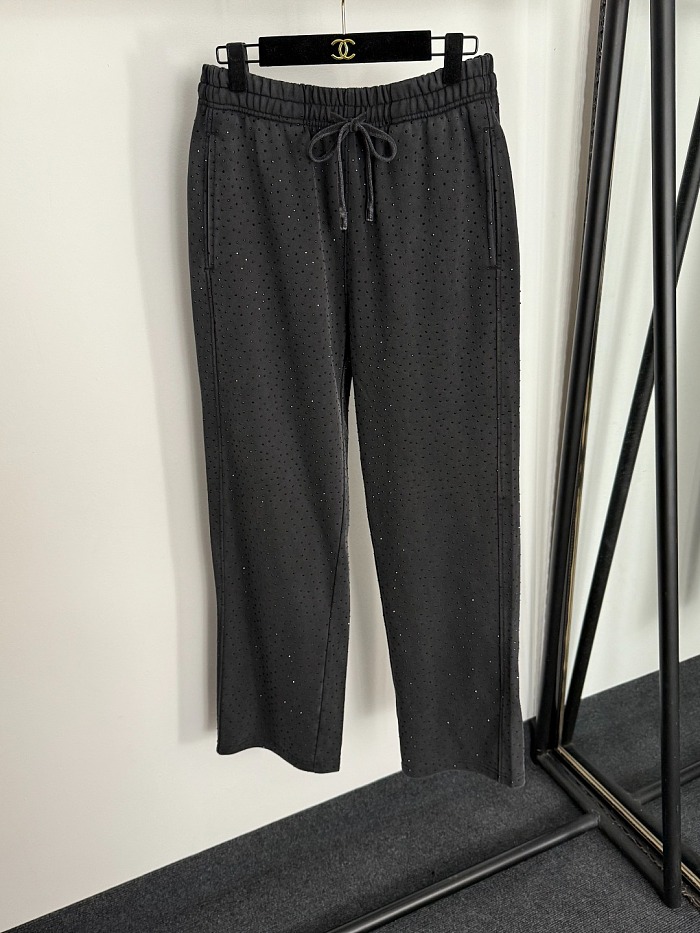 All Over Rhinestone Zip Up Hoodie And Sweatpants Thermal Lounge Set