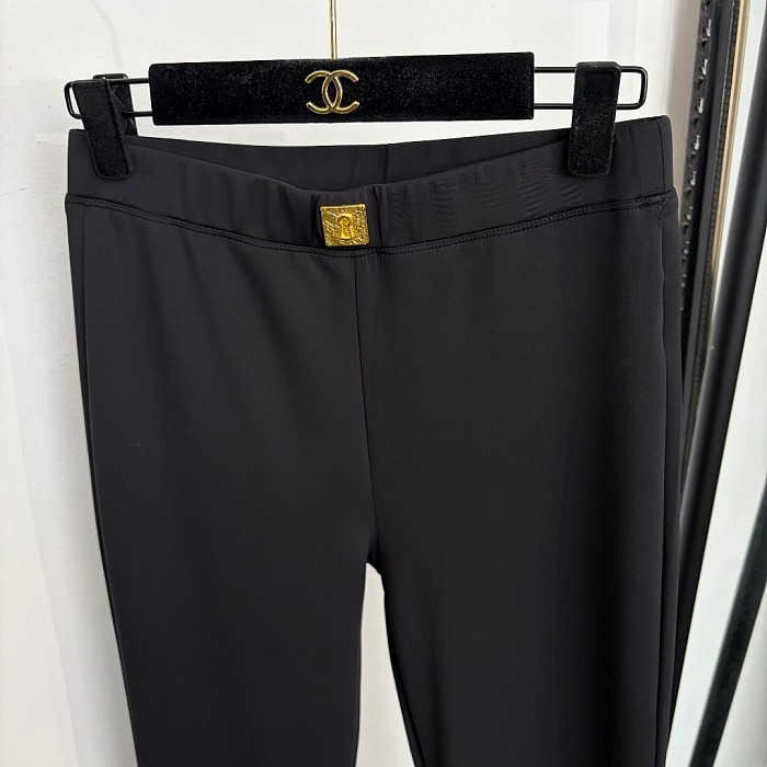 Metallic Keyhole Detail High Waist Slimming Flared Pants