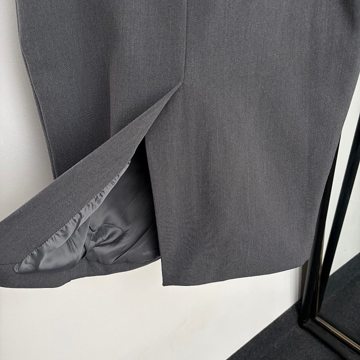 Asymmetrical Slim Fit Long Sleeve Blazer And Slit Mini Skirt Suit
