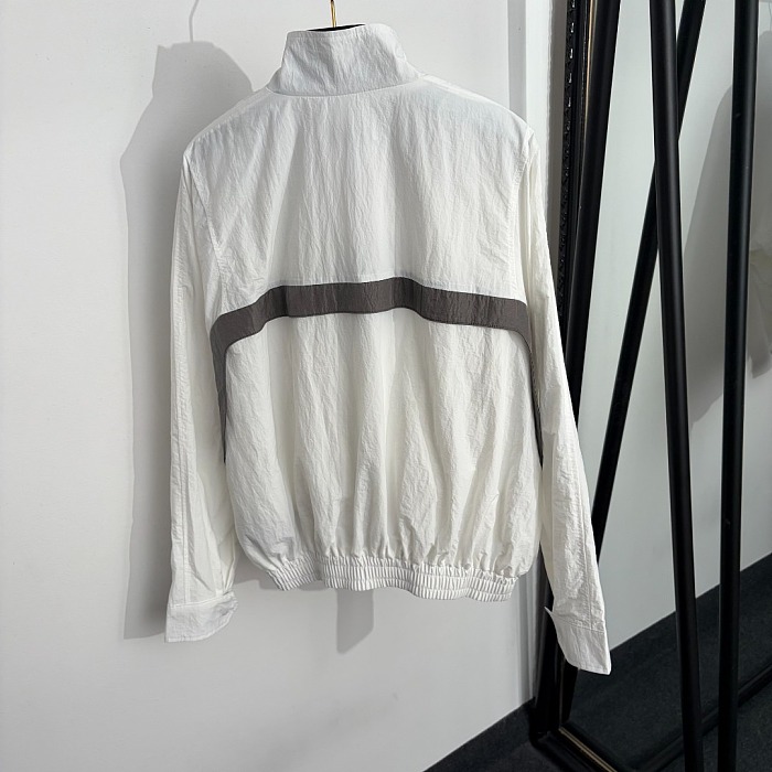 Colorblock Asymmetric Stand Collar Lightweight Long Sleeve Windbreaker Jacket