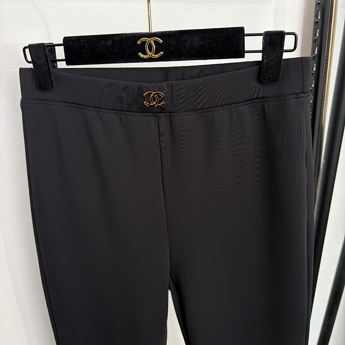 Metallic Icon Detail High Waist Slim Fit Flare Trousers