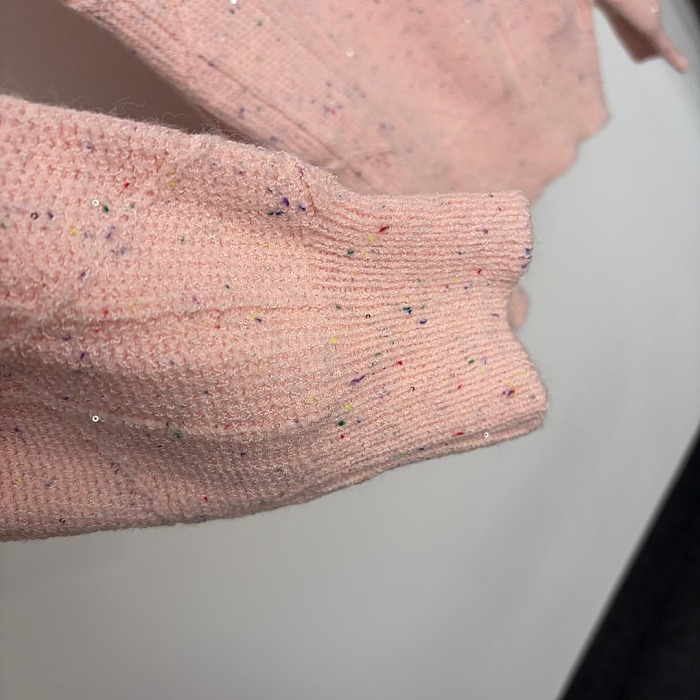 Sparkle Sequins Bow Letter Embroidery Long Sleeve Knit Pullover
