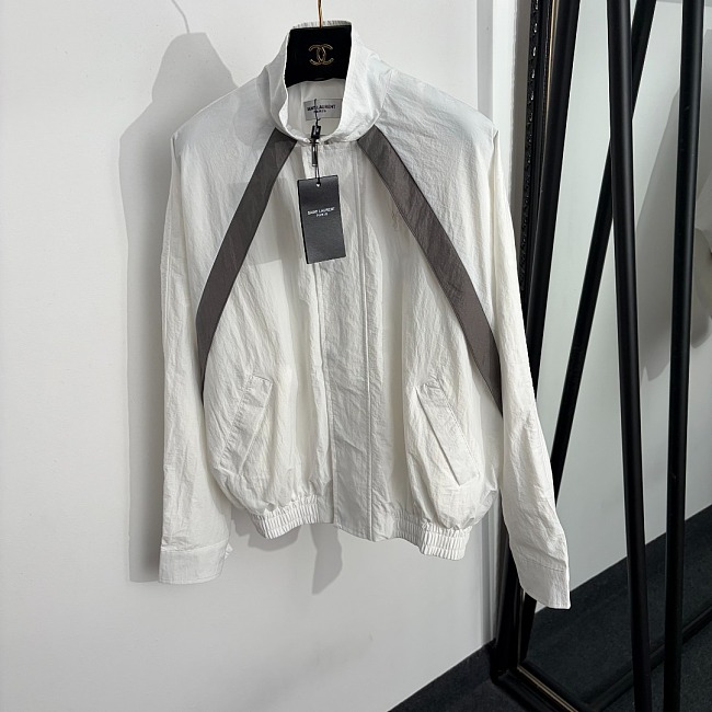 Colorblock Asymmetric Stand Collar Lightweight Long Sleeve Windbreaker Jacket